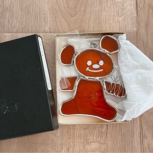 Stained Orange Glass‎ Lead Teddy Bear Christmas Stocking Sun Catcher Ornament